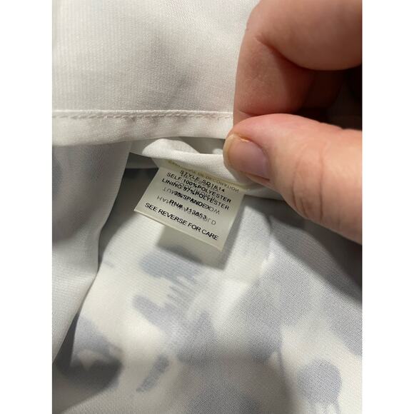 Sugar + Lips Womens Size M One Shoulder Ruffled V Neckline Mini Dress Blue White - Picture 6 of 9